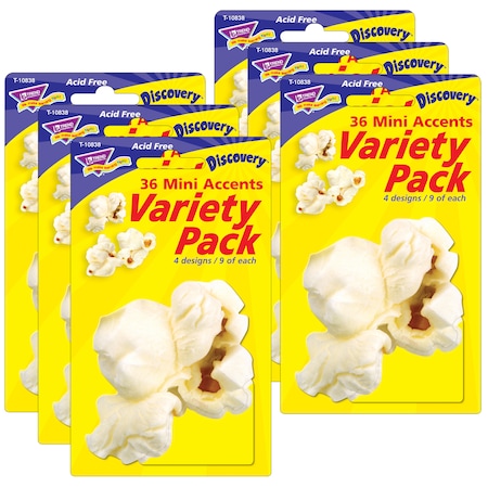 Popcorn Mini Accents Variety Pack, 36 Per Pack, PK6